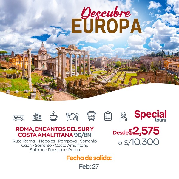ROMA, ENCANTOS DEL SUR Y COSTA AMALFITANA